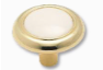 Cabinet Knob - Brass & White